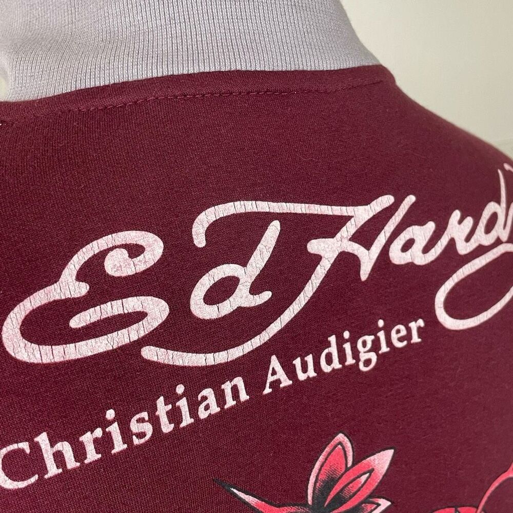 Ed Hardy Love Kills Zip Up Maroon Size XL - Picture 6 of 14